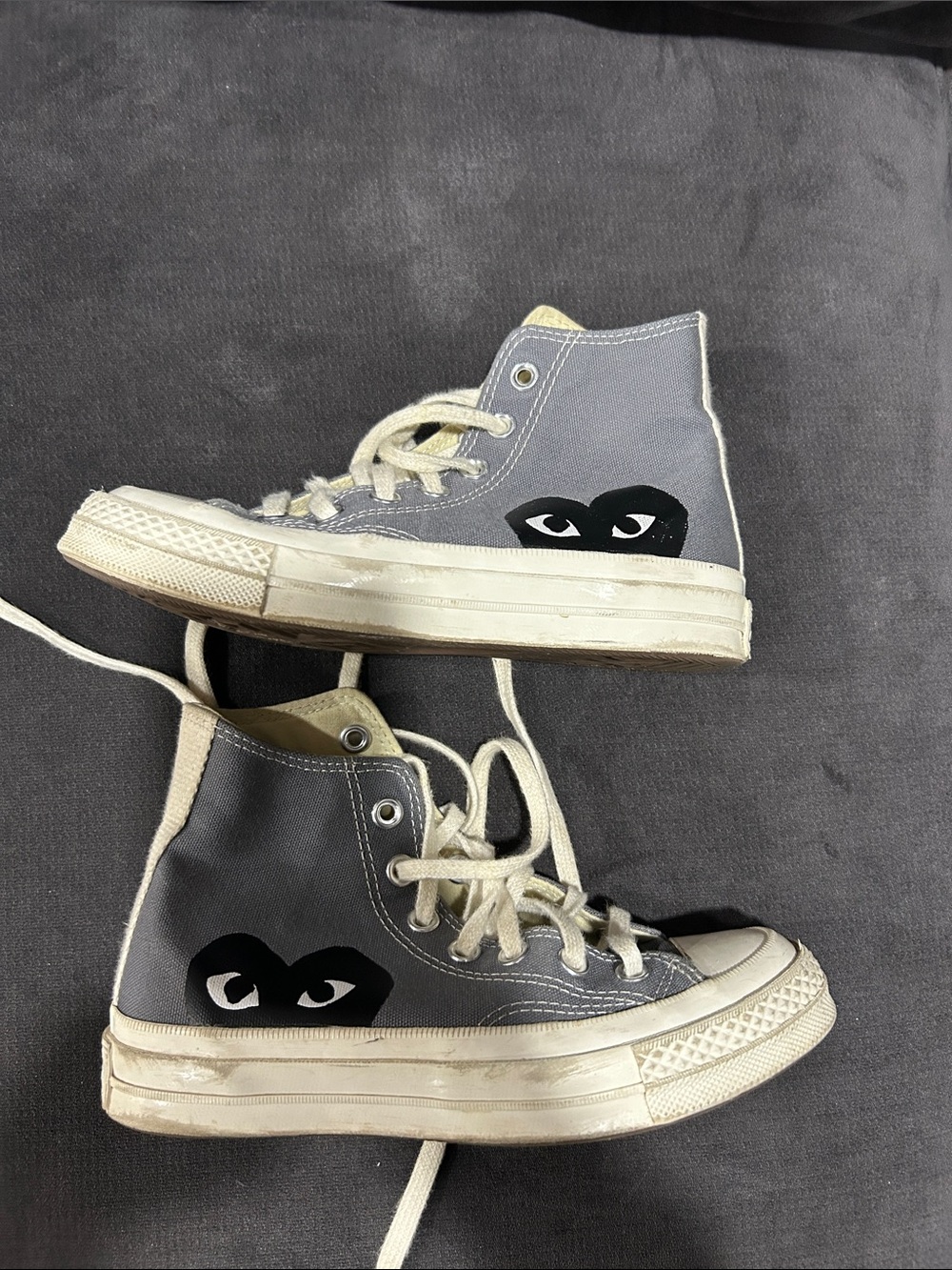 Commes de Garcons Converse Gray and Cream High-Top Sneakers M 3 W 5